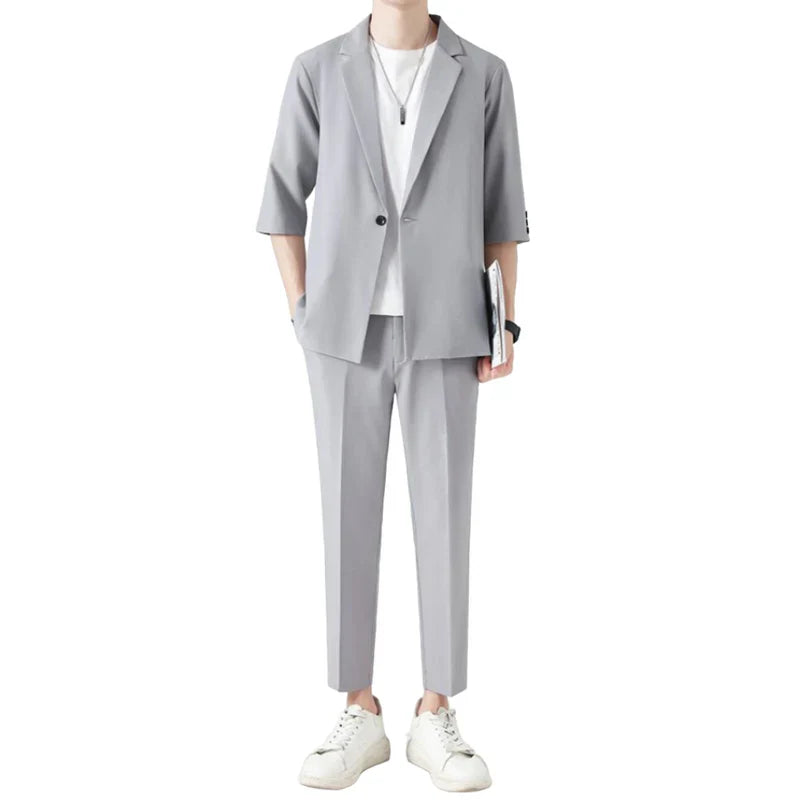 Martin | Stijlvolle smart-casual set in de kleur Grijs voor heren in Smart-casual stijl ideaal voor de zomer.