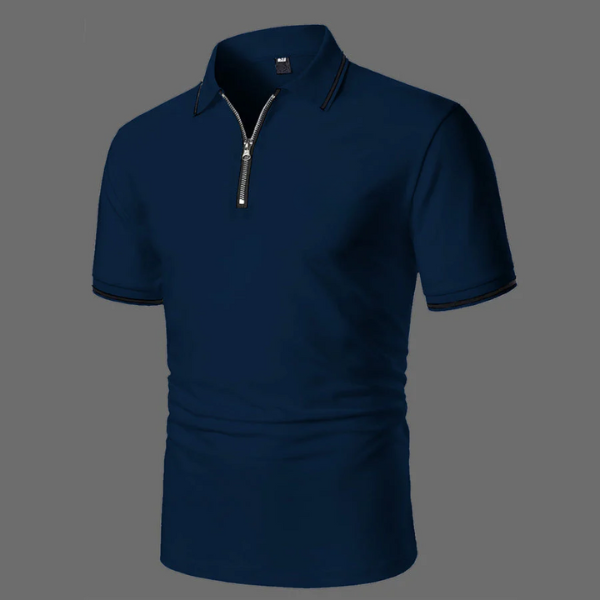 Max | Wit poloshirt met korte mouwen en rits in de kleur Blauw voor heren in Casual stijl geschikt voor alle seizoenen.