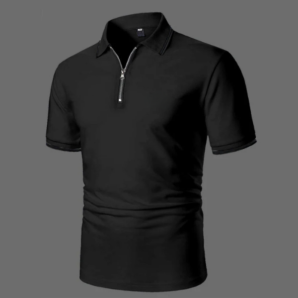 Max | Wit poloshirt met korte mouwen en rits in de kleur Zwart voor heren in Casual stijl geschikt voor alle seizoenen.