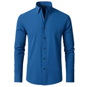 Maxim | Elastisch Overhemd in de kleur Blauw voor heren in stijl geschikt voor alle seizoenen.