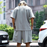 Mees | Oversized tweedelige zomerset heren in de kleur Donkergrijs voor heren in Streetwear stijl ideaal voor de zomer.