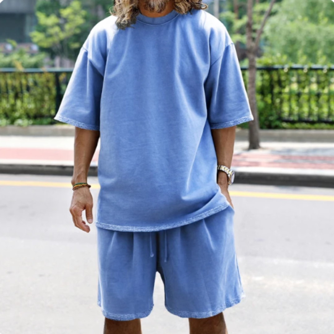 Mees | Oversized tweedelige zomerset heren in de kleur Lichtblauw voor heren in Streetwear stijl ideaal voor de zomer.