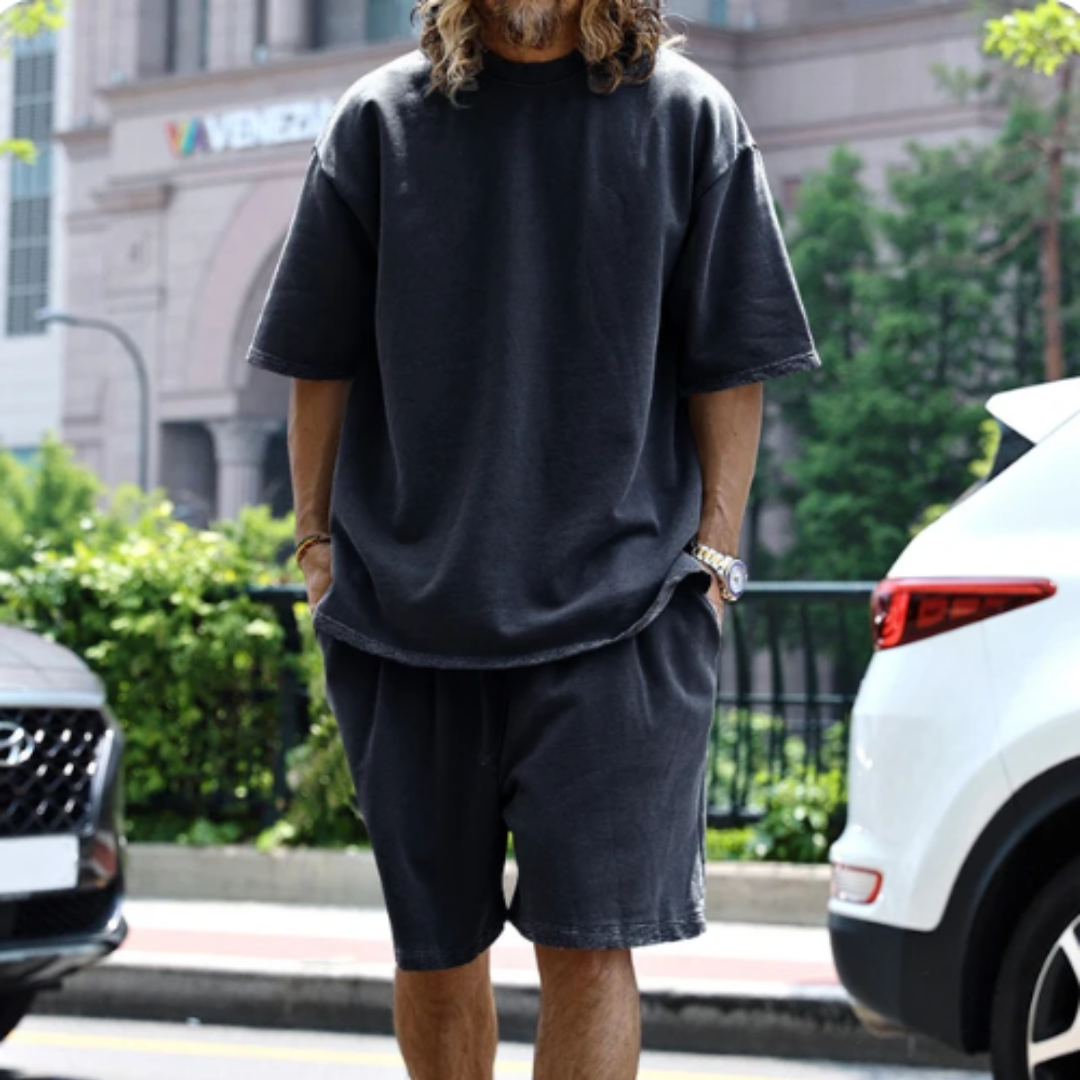 Mees | Oversized tweedelige zomerset heren in de kleur Marineblauw voor heren in Streetwear stijl ideaal voor de zomer.