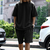 Mees | Oversized tweedelige zomerset heren in de kleur Zwart voor heren in Streetwear stijl ideaal voor de zomer.
