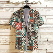 Mick | Geometrisch streetwear shirt in de kleur Bruin voor heren in Streetwear stijl ideaal voor de zomer.