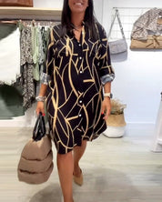 Midi Jurk met lange mouwen in de kleur Zwart voor dames in stijl ideaal voor de zomer.