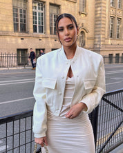 Mila | Casual bomberjack dames in de kleur Grijs voor dames in Streetwear stijl ideaal voor de herfst.