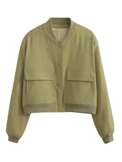 Mila | Casual bomberjack dames in de kleur Khaki voor dames in Streetwear stijl ideaal voor de herfst.