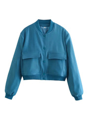 Mila | Casual bomberjack dames in de kleur Turquoise voor dames in Streetwear stijl ideaal voor de herfst.