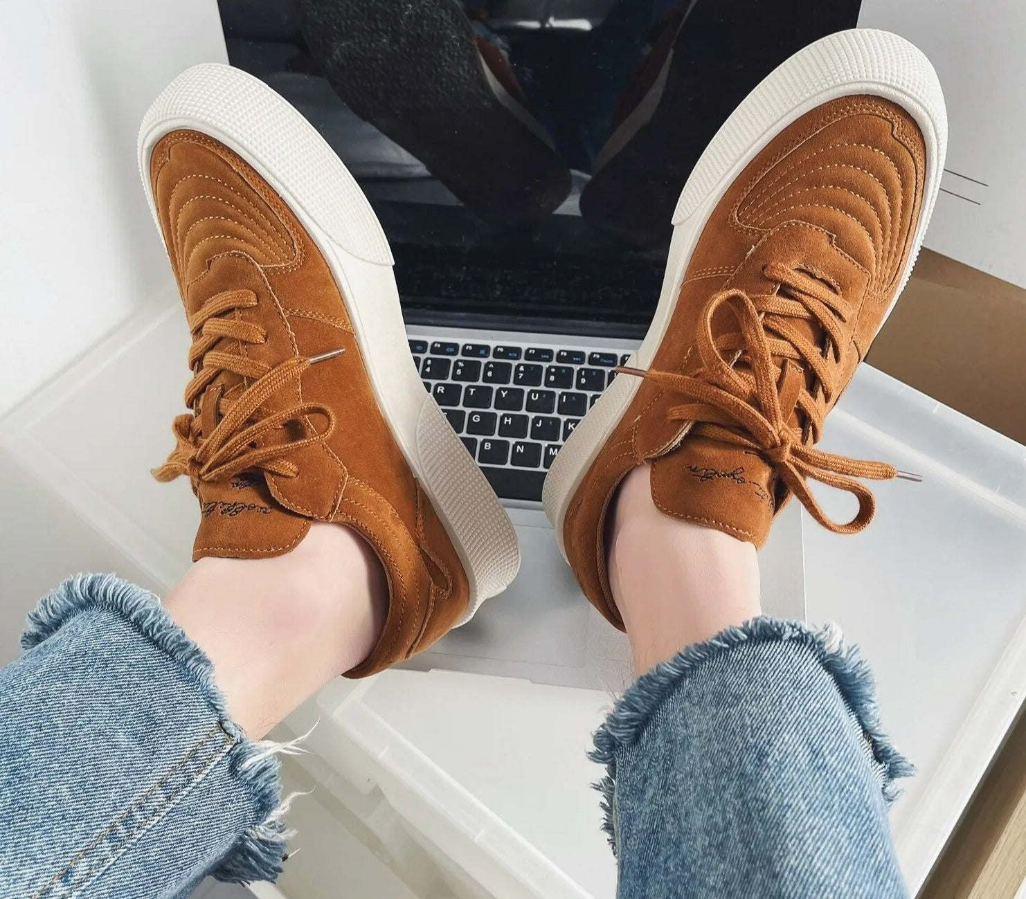 Mila | Trendy canvas platform sneakers in de kleur Khaki voor heren in Streetwear stijl ideaal voor de herfst.