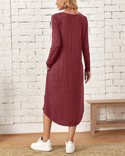 Milleke | Damesjurk met lange mouwen in de kleur Grijs voor dames in stijl ideaal voor de lente.