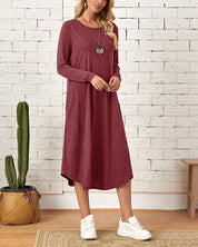 Milleke | Damesjurk met lange mouwen in de kleur Grijs voor dames in stijl ideaal voor de lente.