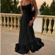 Miriam | Charmante midi-jurk met volants in de kleur Roze voor dames in stijl ideaal voor de lente.