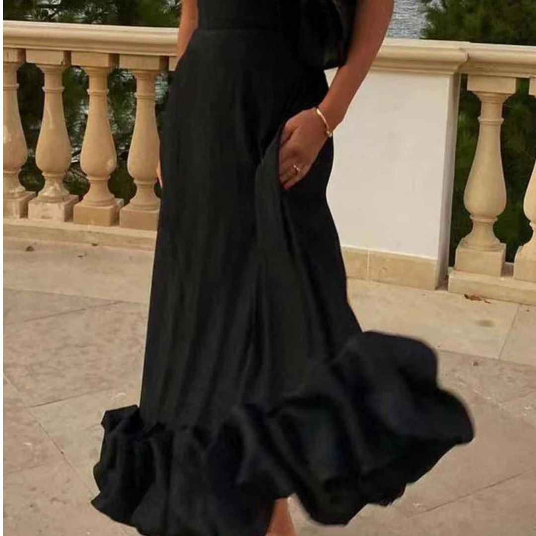 Miriam | Charmante midi-jurk met volants in de kleur Roze voor dames in stijl ideaal voor de lente.