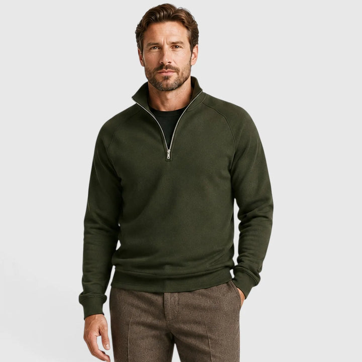 Zip-up fleece sweater met stand collar