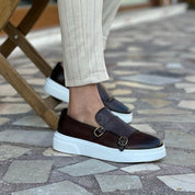 Morris | Moderne leren loafers met gesp voor mannen in de kleur Zwart voor heren in Smart-casual stijl geschikt voor alle seizoenen.