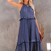 Mouwloze Jurk Maud in de kleur Blauw voor dames in stijl ideaal voor de lente.