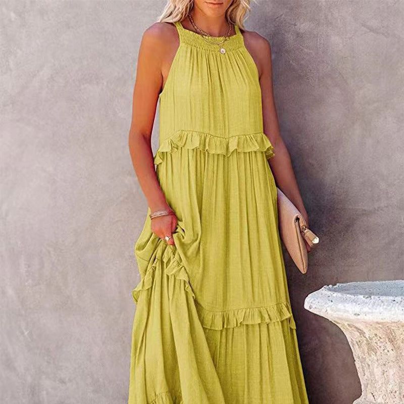 Mouwloze Jurk Maud in de kleur Geel voor dames in stijl ideaal voor de lente.