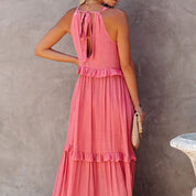 Mouwloze Jurk Maud in de kleur Roze voor dames in stijl ideaal voor de lente.