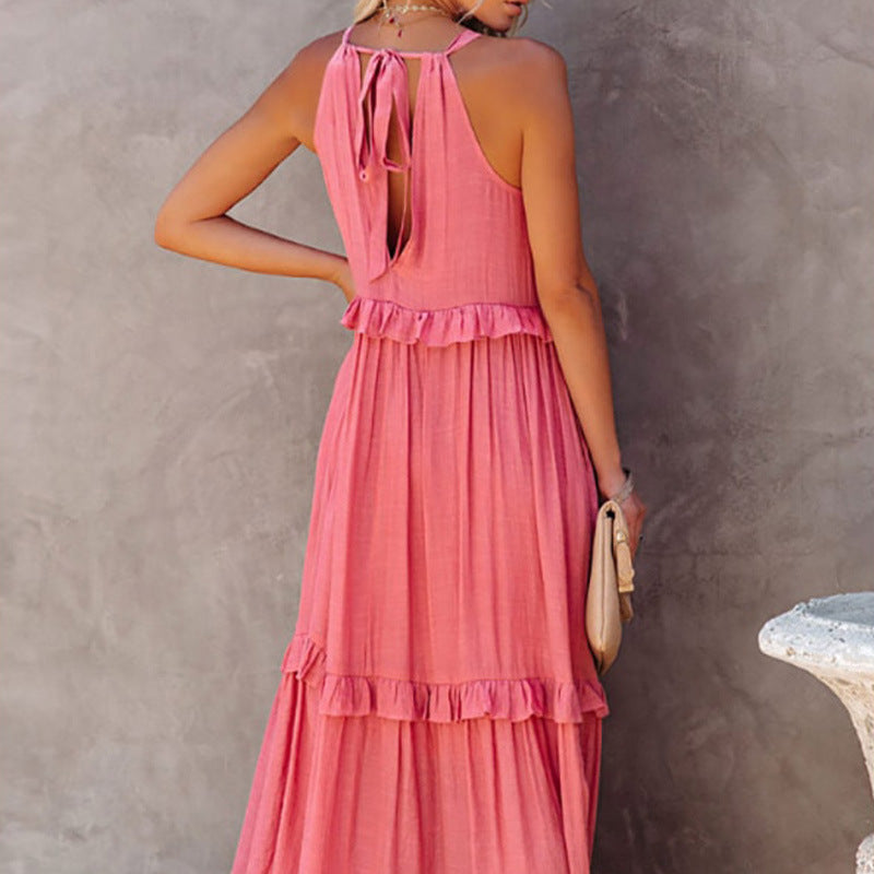 Mouwloze Jurk Maud in de kleur Roze voor dames in stijl ideaal voor de lente.