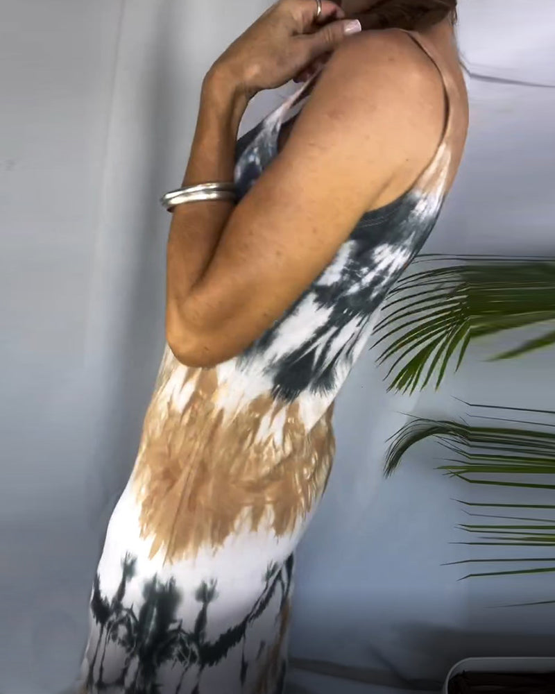 Mouwloze Maxi-Jurk met U-hals in de kleur Grijs voor dames in stijl ideaal voor de lente.