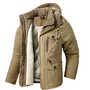 Niek | Stoere heren jas met warme voering in de kleur Khaki voor heren in Lounge stijl ideaal voor de winter
