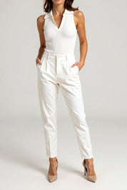 Nina | Stylish Mauve Mouwloos Ribgebreid Top