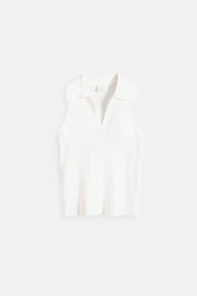 Nina | Stylish Mauve Mouwloos Ribgebreid Top