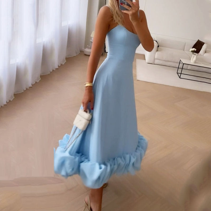 Nina | Glamoureuze Galajurk dames in de kleur Blauw voor dames in Party stijl ideaal voor de zomer.