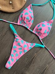 Nina | Kleurrijke & stijlvolle bikini in de kleur Groen Hart voor dames in Beach stijl ideaal voor de zomer.