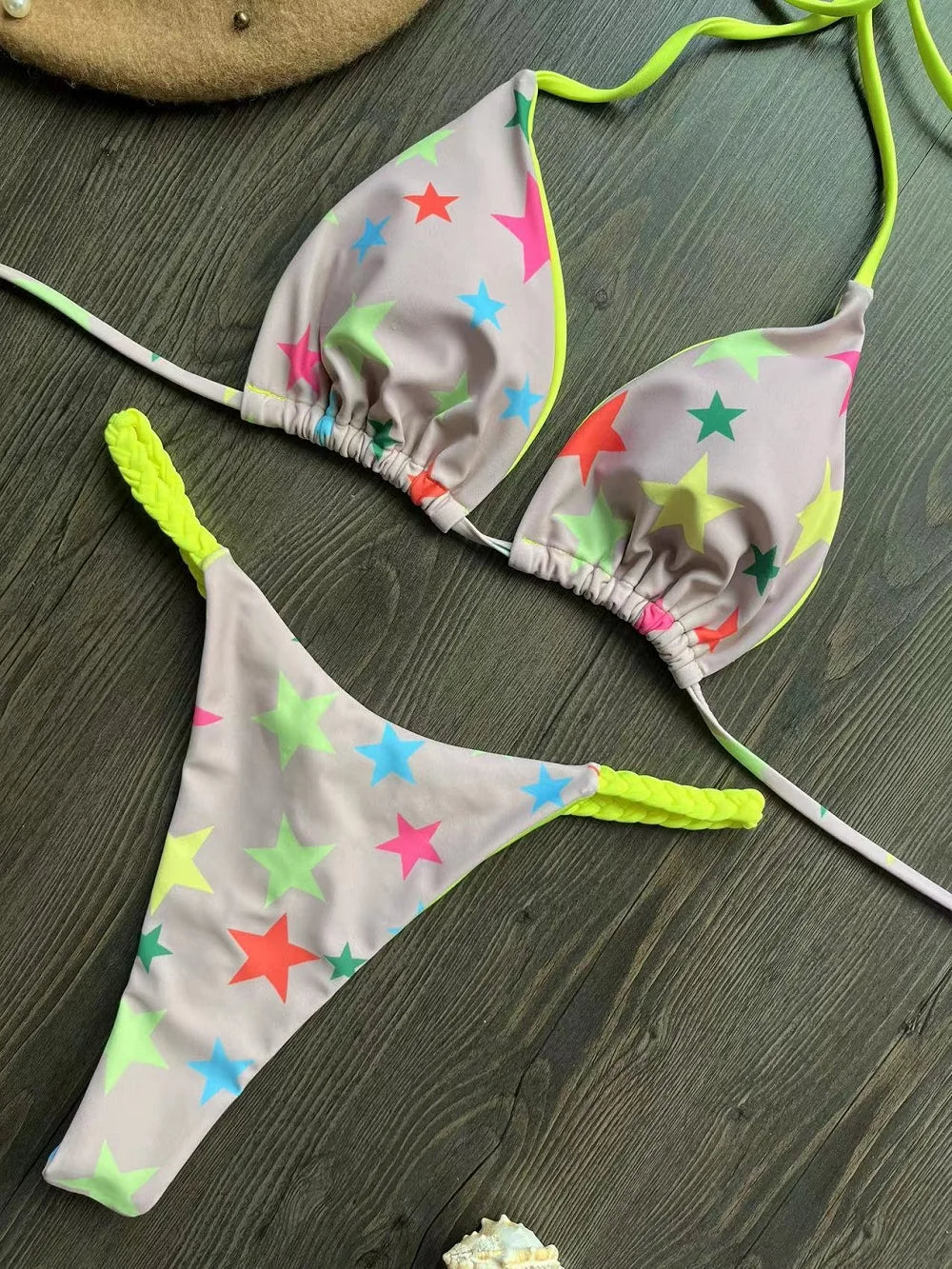 Nina | Kleurrijke & stijlvolle bikini in de kleur Meerkleurig Ster voor dames in Beach stijl ideaal voor de zomer.