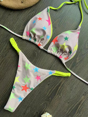 Nina | Kleurrijke & stijlvolle bikini in de kleur Meerkleurig Ster voor dames in Beach stijl ideaal voor de zomer.