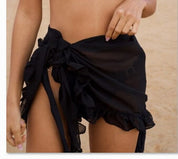 Nina | Leuke bikini cover-up pareo sjaal in de kleur Zwart voor dames in Beach stijl ideaal voor de zomer.