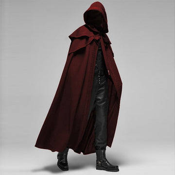 Noa | Gotische cape met capuchon in de kleur Rood voor dames in stijl ideaal voor de herfst.