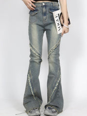 Noa | Retro dames spijkerbroek met hoge taille in de kleur Blauw voor dames in stijl geschikt voor alle seizoenen.