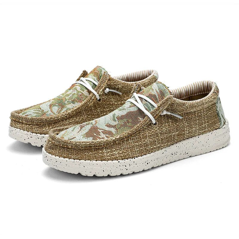 Nolan | Ultralichte Canvas Loafers | Ultralichte canvas instappers in de kleur Khaki voor heren in stijl ideaal voor de zomer.