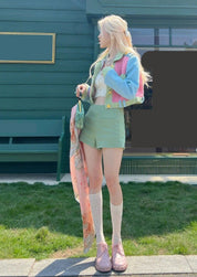 Noor | Patchwork jas in kleurrijk design in de kleur Blauw voor dames in stijl ideaal voor de herfst.