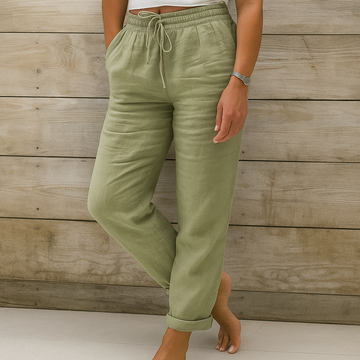 Luxe linnen damesbroek - ideaal voor een trendy en comfortabele look. Gemaakt van hoogwaardige linnen stof met een moderne snit voor tijdloze elegantie.