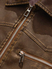 Olivia | Diep Gewassen Leren Jas in de kleur Koffie voor dames in stijl ideaal voor de herfst.