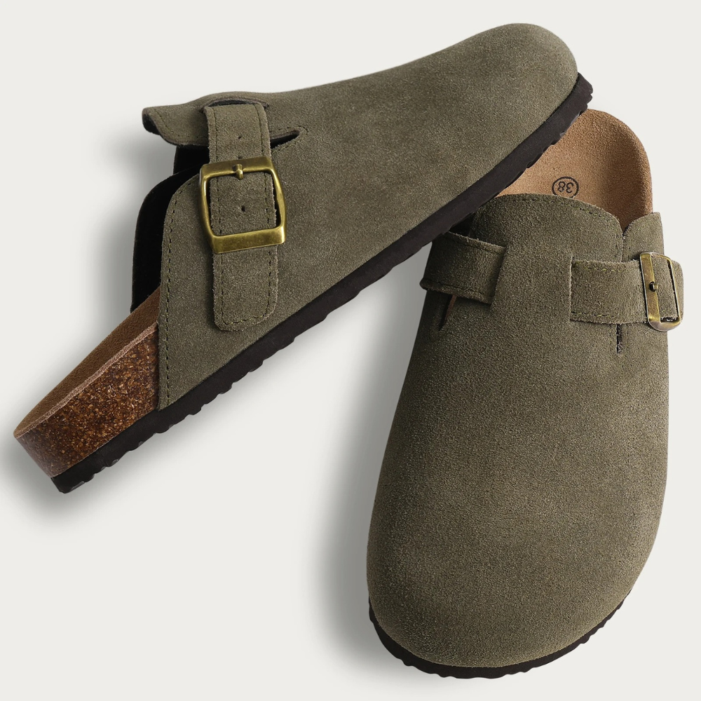 Orthopedische comfortabele pantoffels met voorgevormde voetbedden van kurk in de kleur Groen voor dames in stijl ideaal voor de lente.