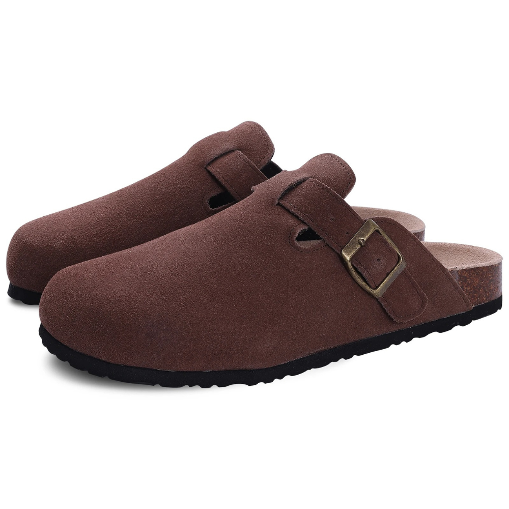 Orthopedische comfortabele pantoffels met voorgevormde voetbedden van kurk in de kleur Wijnrood voor dames in stijl ideaal voor de lente.