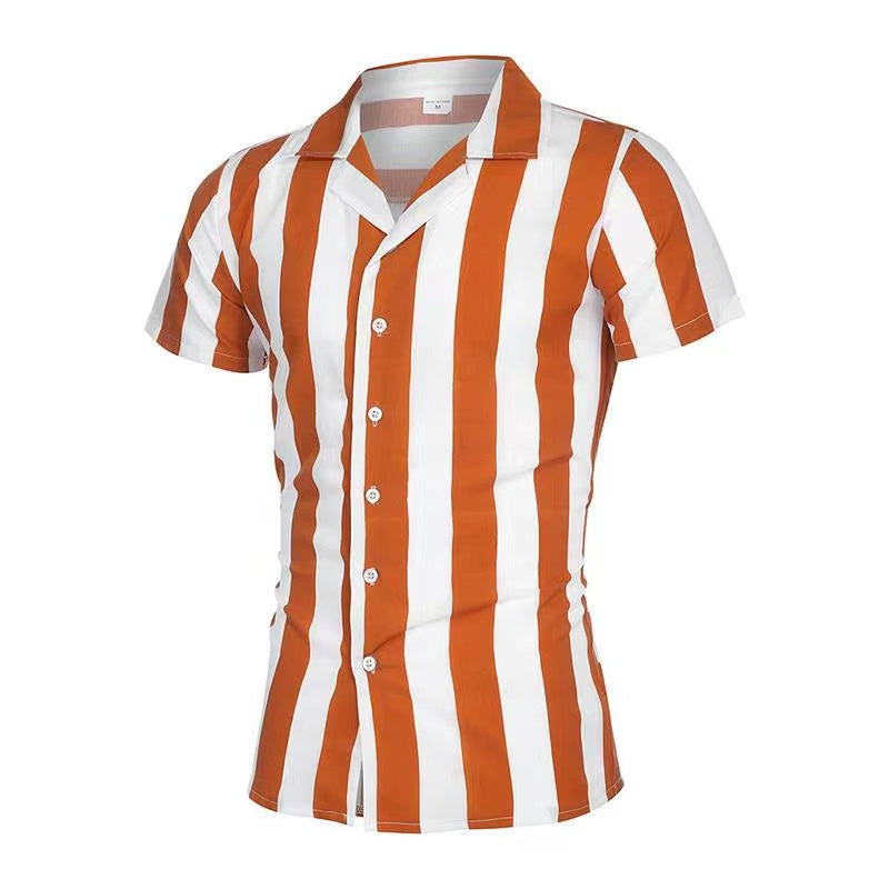 Party overhemd in de kleur Oranje voor heren in stijl ideaal voor de zomer.