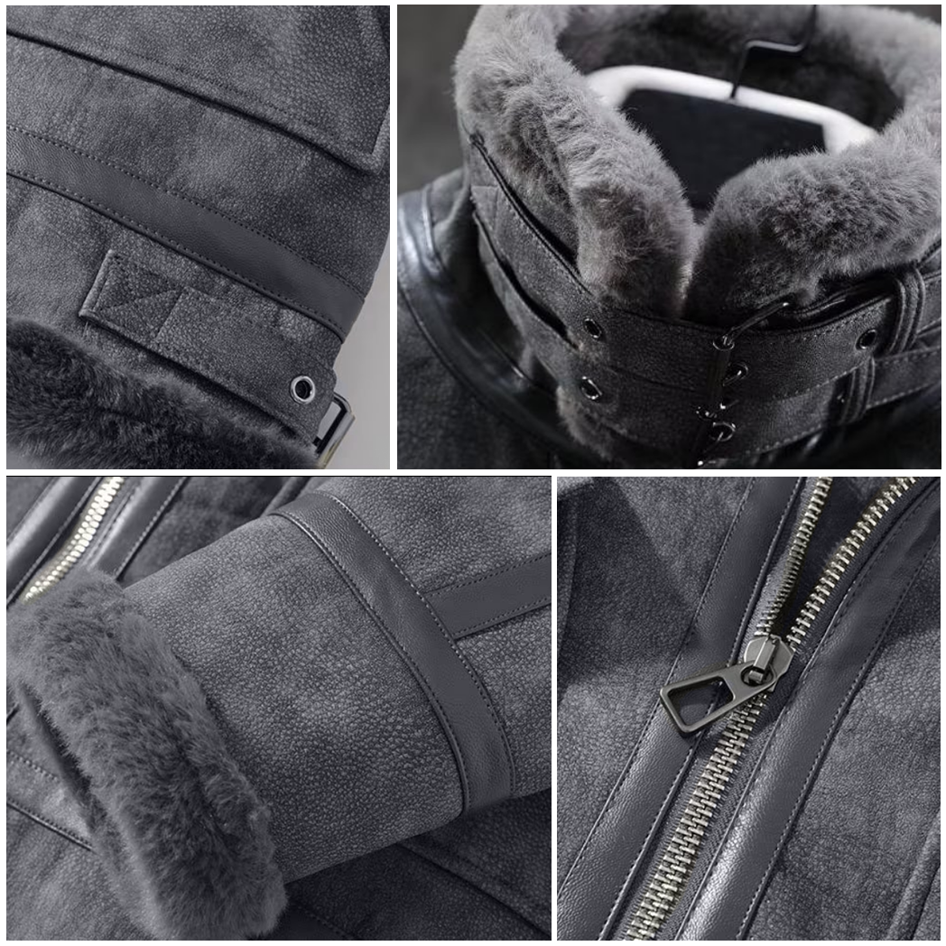 Patrick | Heren sherpa rand bomberjack in de kleur Grijs voor heren in Lounge stijl ideaal voor de winter