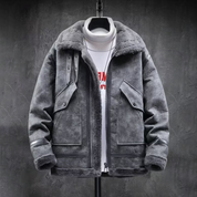 Patrick | Heren sherpa rand bomberjack in de kleur Grijs voor heren in Lounge stijl ideaal voor de winter