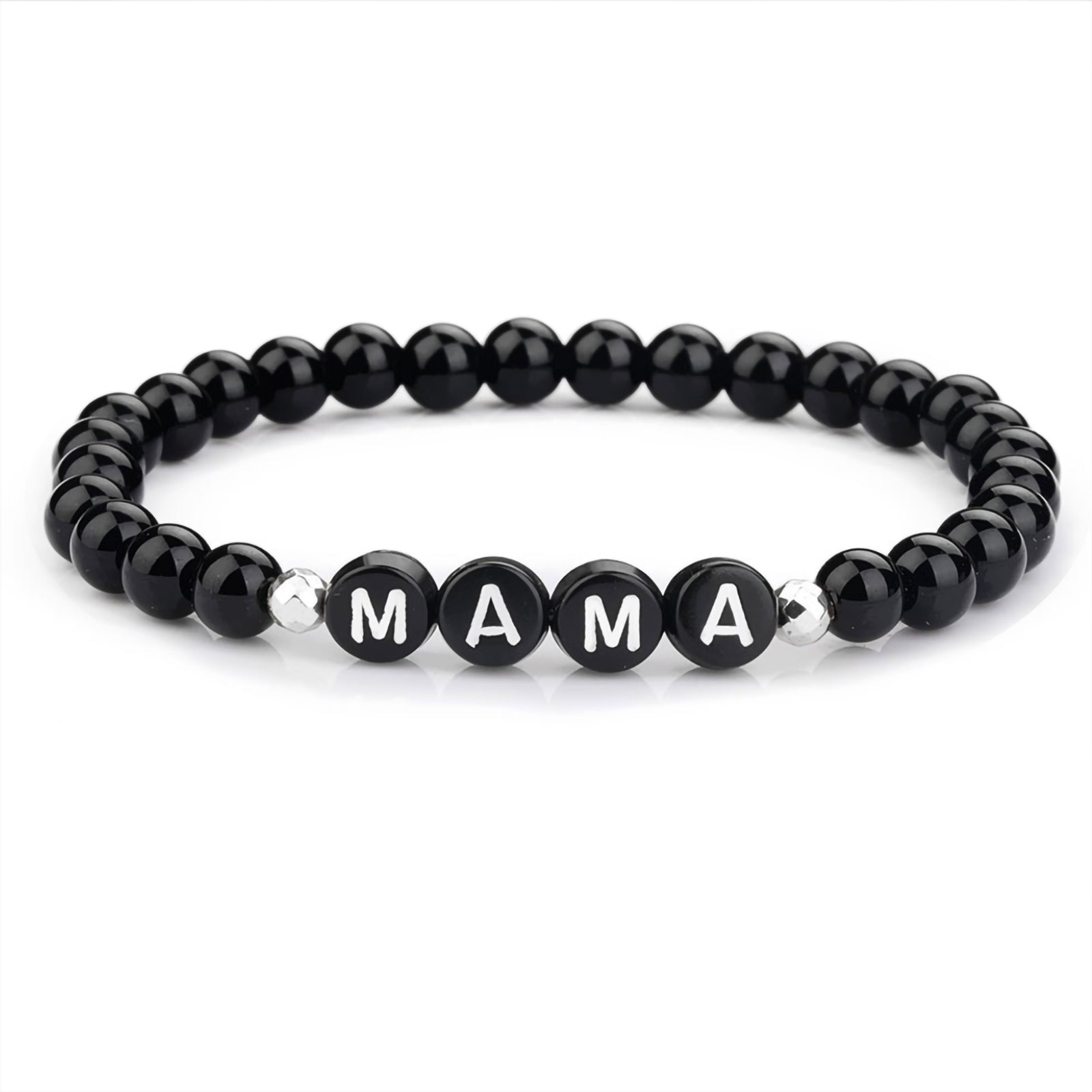 Stoere Zwarte Letterkralen Armband - Personaliseerbaar