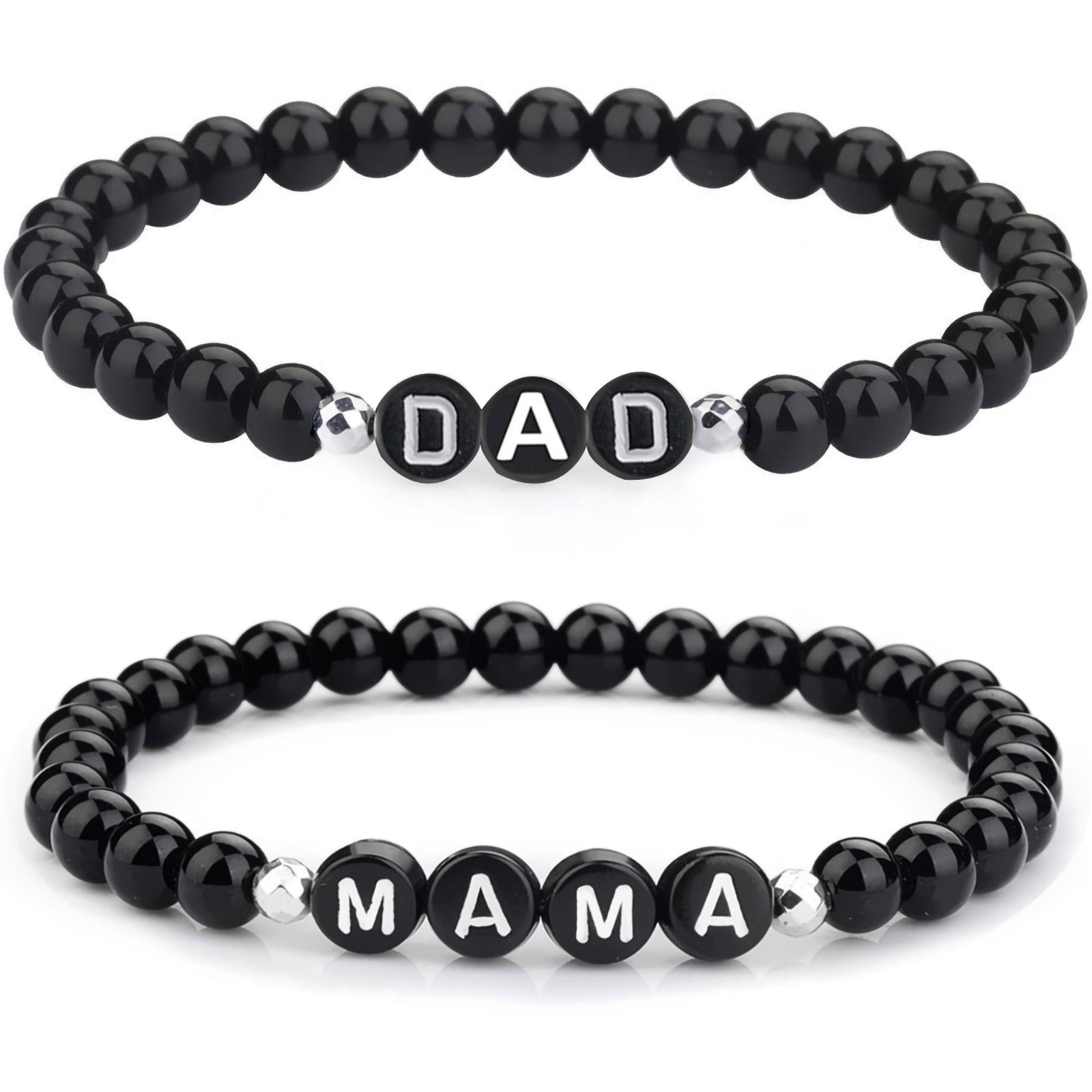 Stoere Zwarte Letterkralen Armband - Personaliseerbaar