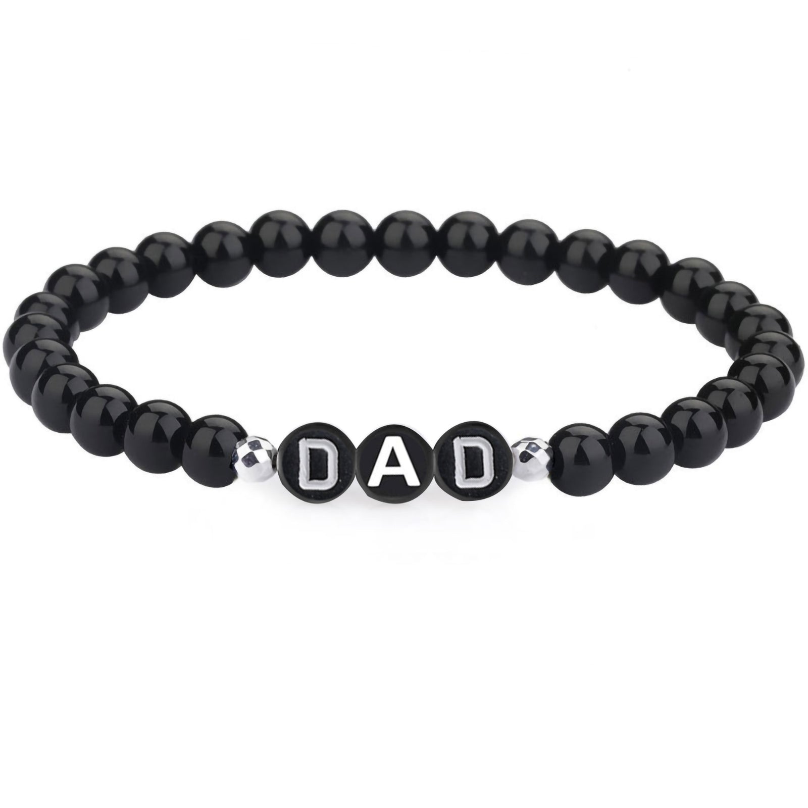 Stoere Zwarte Letterkralen Armband - Personaliseerbaar