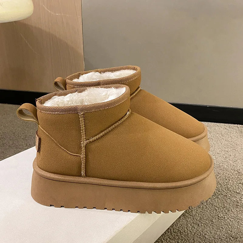 Platform Mini Boots in de kleur Bruin voor dames in stijl ideaal voor de herfst.