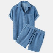 Polo | Luxe katoenen zomerset voor heren in de kleur Blauw voor heren in Smart-casual stijl ideaal voor de zomer.