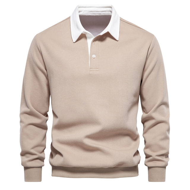Polo Trui met lange mouwen in de kleur Beige voor heren in stijl geschikt voor alle seizoenen.